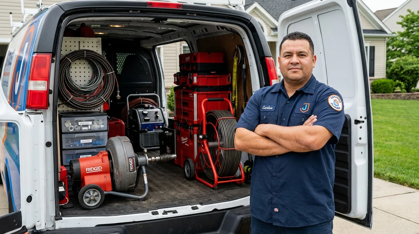 Professional drain cleaning equipment and Johns Plumbing LLC plumber in Algonquin