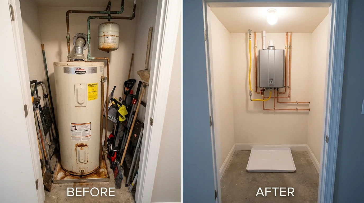 Tank water heater versus wall-mounted tankless unit comparison for Algonquin, IL homeowners